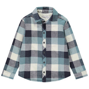 Overhemd in flanel met sherpa voering en ruitpatroon jongens 