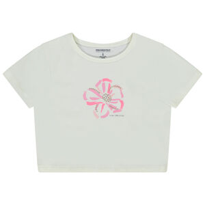 T-shirt korte mouwen fantasieprint met reliëf voor meisjes 