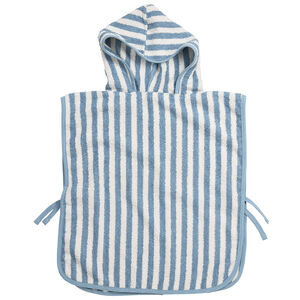 Poncho de bain éponge jaquard - Fat Stripe Jeans Blue - 1/3 ans 