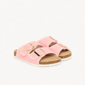 Claquette roses à double boucles et franges pour fille 