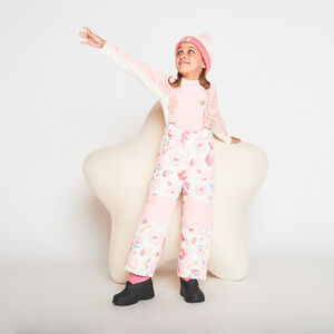 Pantalon de ski imprimé à bretelles amovibles pour fille 