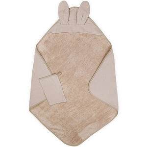 Cape de bain + gant de toilette éponge gaufré - Mocha Sand - 75x75 cm 