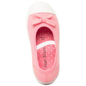 Babies roses en toile avec nœud et lanière élastiquée pour bébé fille 