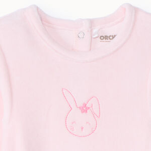 Pyjama in effen fluweel met fantasierijke borduursels voor meisjes 