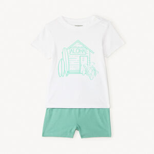 Ensemble 2 pièces t-shirt manches courtes + short fantaisie pour bébé garçon 