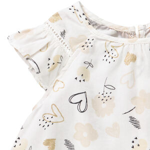 Top met Korte Mouwen en Ruches van Satijn voor Babymeisje 