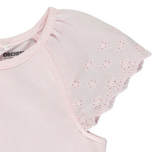 T-shirt met korte mouwen in Engels borduursel voor baby meisjes 