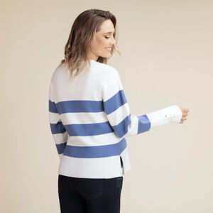 Trui met strepen in gebreid, genaaid voor vrouwen 