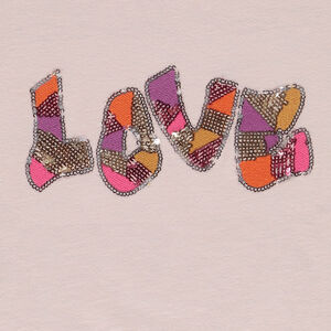 T-shirt manches courtes motif Love à sequins fille 