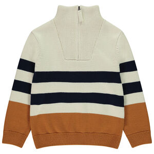 Trui met fantasie, strepen en gebreide kraag voor jongens 