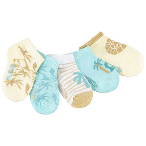 Set van 5 paren korte sokken met palmenprint voor babyjongens 