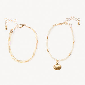 Set van 2 parelarmbanden voor meisjes 