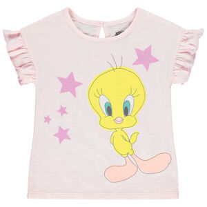 Korte mouwen T-shirt met ruche en Titi print voor meisjesbaby 