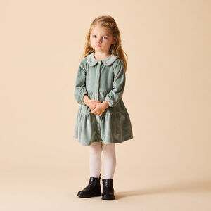 Robe manches longues volantée en velours côtelé pour bébé fille 