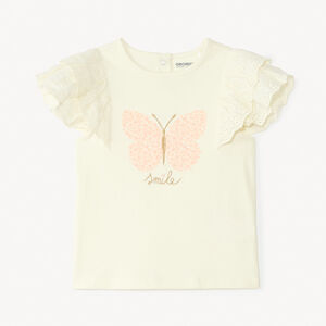 T-shirt manches courtes en broderie anglaise motif papillon pour bébé fille 