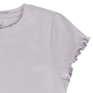 Korte mouwen Effen geribbelde T-shirt voor meisjes 