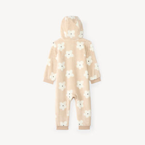 Pyjama topper in sherpa met bloemenprint en capuchon 