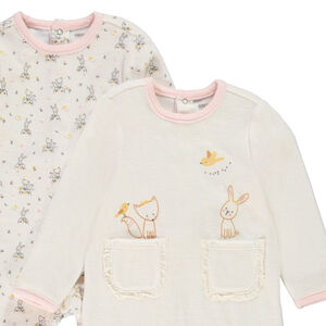 Lot de 2 dors-bien en velours print lapin/renard pour bébé fille 