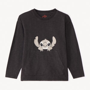 T-shirt manches longues à poche Stitch Disney pour garçon 