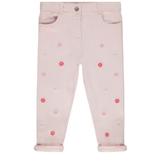 Jean en denim avec fleurs brodées pour bébé fille 