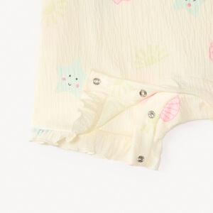 Korte strandoverall met print voor meisjesbaby 