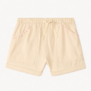 Short en toile broderie cœur pour bébé fille 