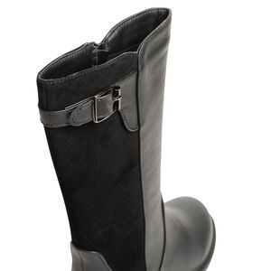 Bottes cavalières noires pour fille à lanière et boucle fantaisie 