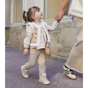 Mouwloos vest voor meisjes van baby in suede en nepbont 