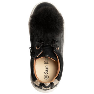 Baskets basses effet cuir pour fille à pompon et paillettes 