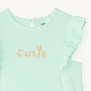 T-shirt manches courtes volanté print pailleté fantaisie pour bébé fille 