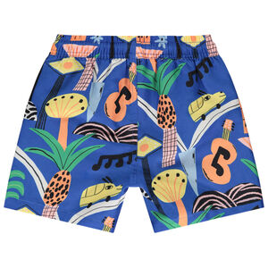 Boys short met fantasieprint – blauw 