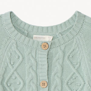Gilet tricot uni avec torsade fantaisie pour fille 