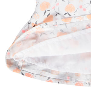 Jurk met volant en bretellen met perzikpatroon voor meisjesbaby 