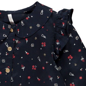 Tunique manches longues à nouer imprimé fleurs pour bébé fille 