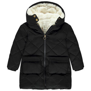 Doudoune manches longues en twill et sherpa + gilet pour fille 