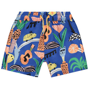 Boys short met fantasieprint – blauw 
