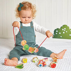 11 perles en bois à enfiler Potager 