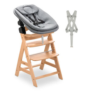 Set Chaise haute réglable Alpha+ & Transat & Harnais Naturel/Gris 