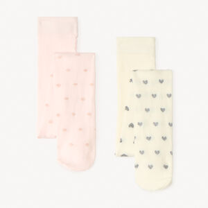 Lot de 2 collants épais motifs en lurex pour fille 