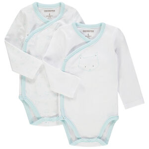 Lot de 2 bodies manches longues en coton print chats pour bébé garçon 