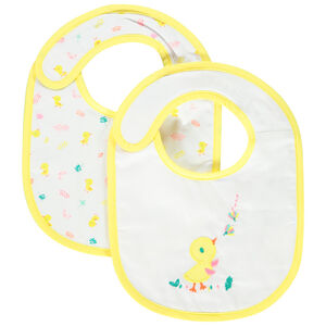 Lot de 2 bavoirs en éponge imprimé poussins pour bébé fille 
