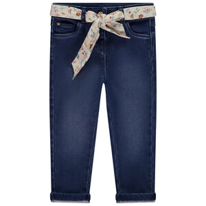 Jean droit avec ceinture foulard imprimée pour bébé fille 