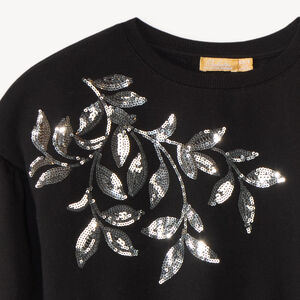 Sweat fille fleurs en sequins 