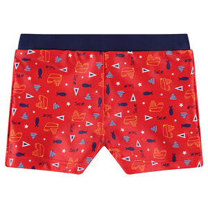 Zwemshort met boten- en vissenprint "all-over" 