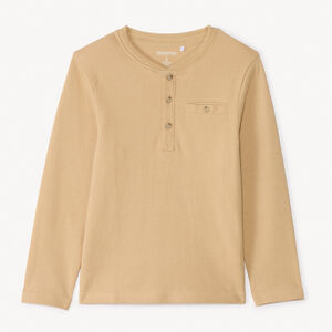 T-shirt met lange mouwen en een tunisianekraag voor jongens 