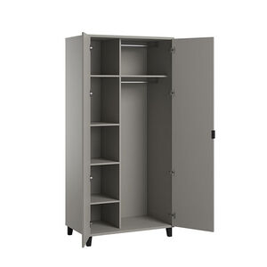 Armoire Simple 2 portes - Gris / Noir 