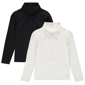 Lot de 2 sous-pulls unis à col roulé pour enfant fille 