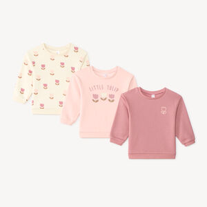 Lot de 3 sweats oversize bébé fille motif tulipe 