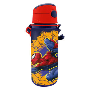 Drinkfles Aluminium met draagriem 600ml Spiderman 