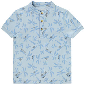 Poloshirt met korte mouwen en mao-kraag met dierenprint voor jongen 